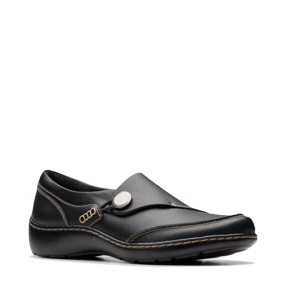 Mudguard and Toe view of Clarks Cora Teresa Slip On for women.