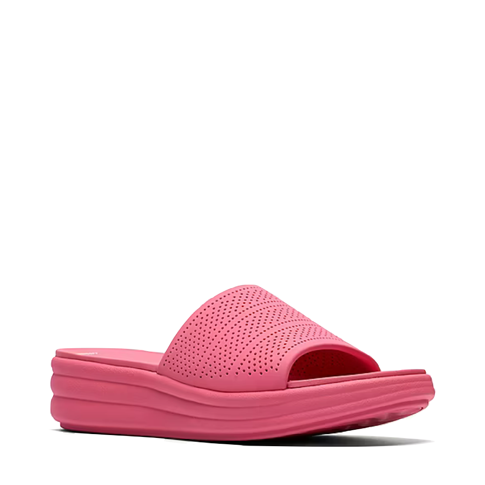 Toe view of Clarks Drift Twist Wedge Flip Sandal for women.