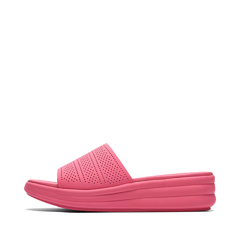 Side (left) view of Clarks Drift Twist Wedge Flip Sandal for women.