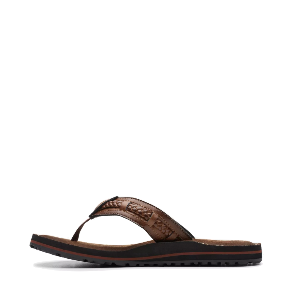 Side (left) view of Clarks Fenner Nerice Flip Sandal for women.