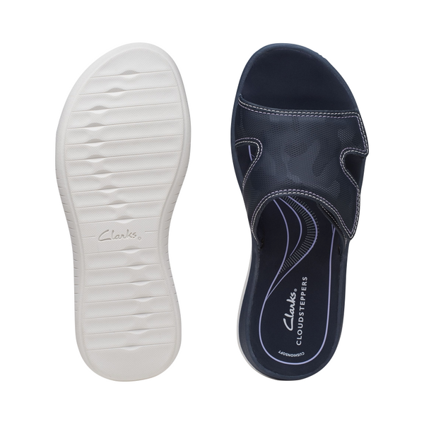 Clarks Women's Glide Bay Slide Sandal (Navy)
