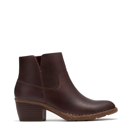 Side (right) view of Clarks Kastela Top Ankle Boots for women.