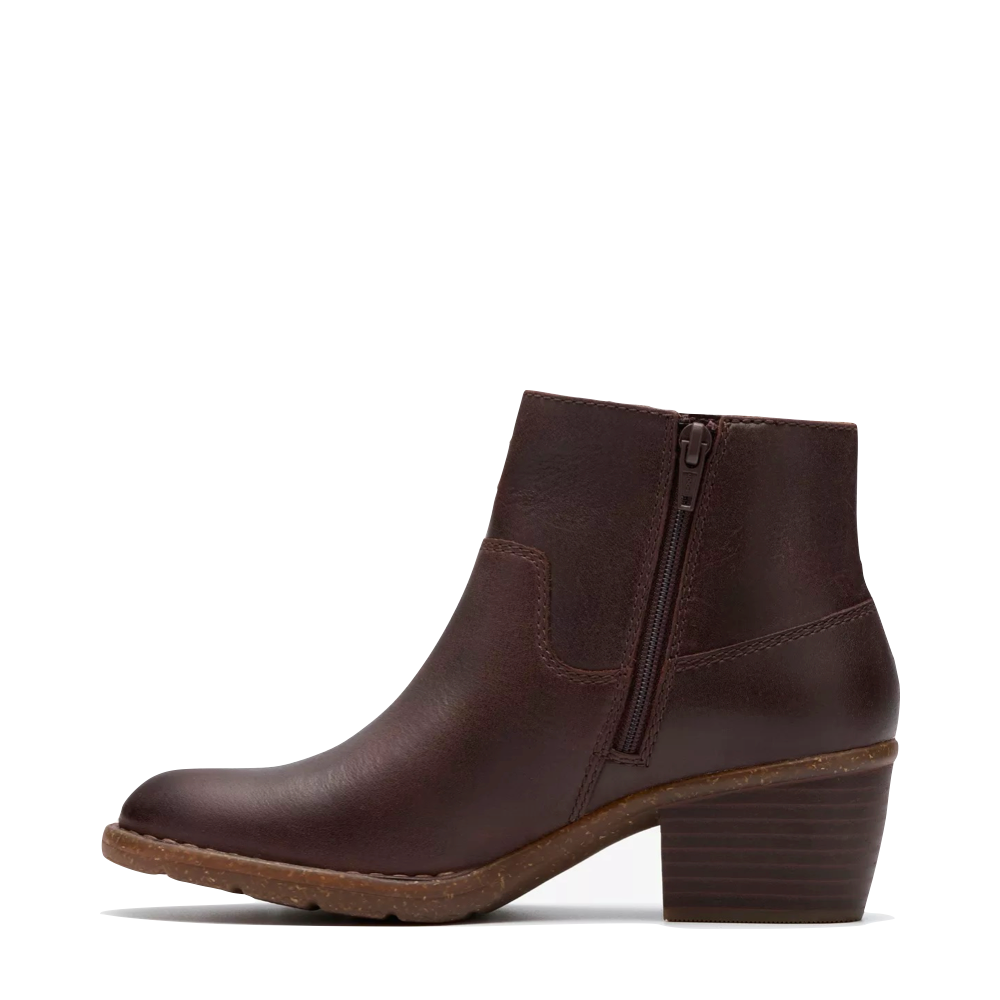 Side (left) view of Clarks Kastela Top Ankle Boots for women.