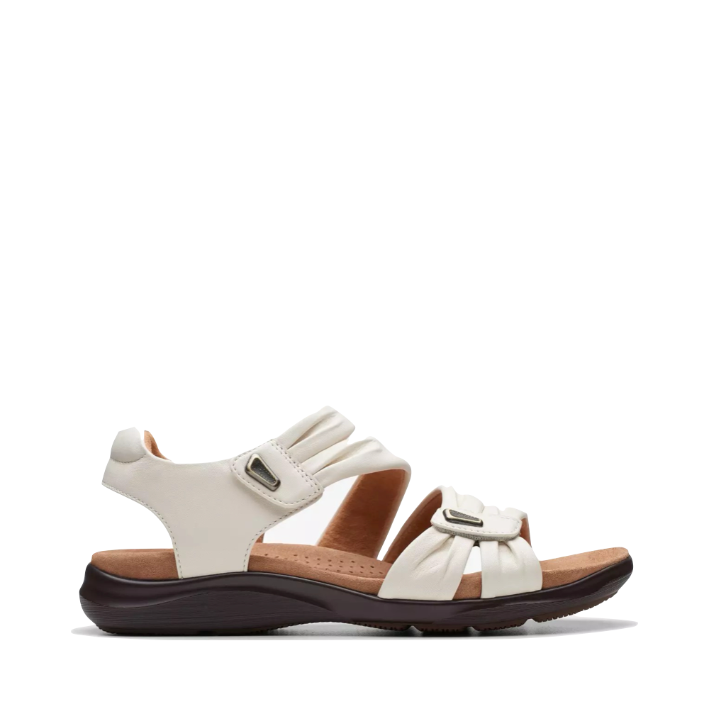 Side (right) view of Clarks Kitly Ave Leather Sandal for women.