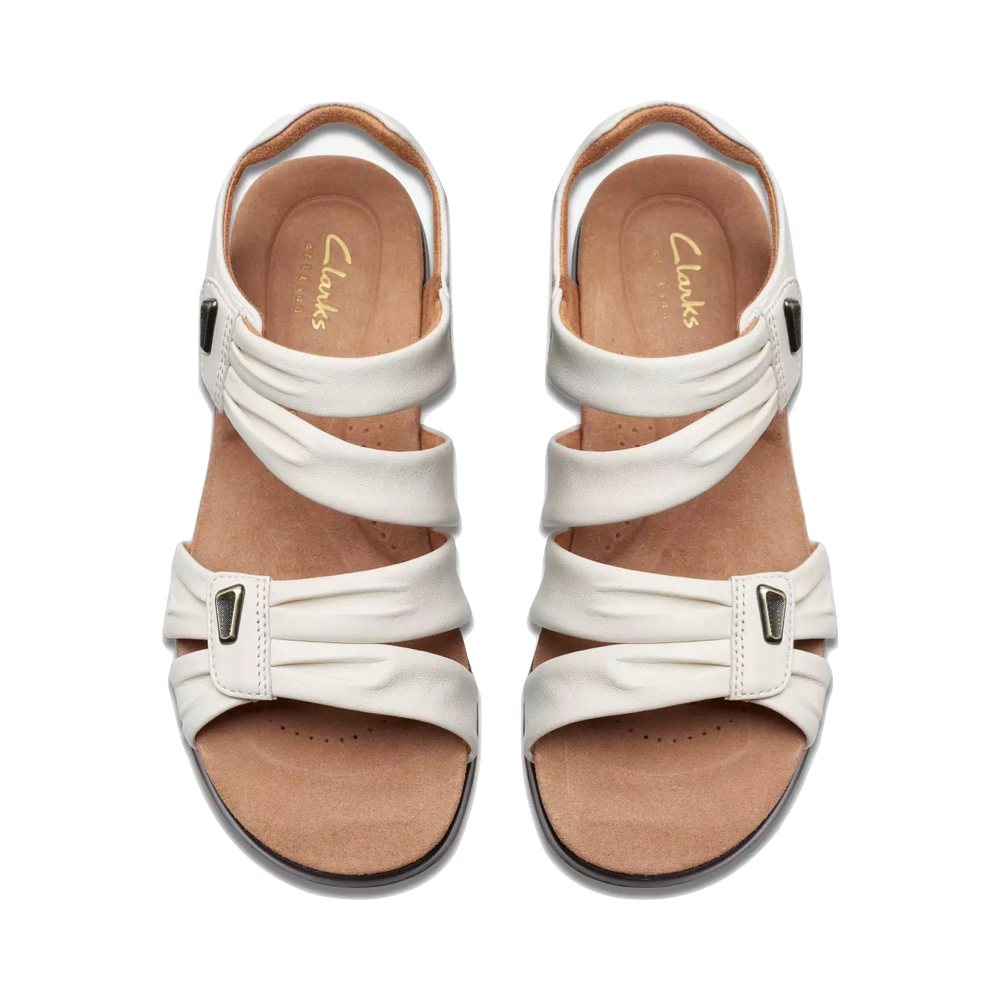 Top-down view of Clarks Kitly Ave Leather Sandal for women.