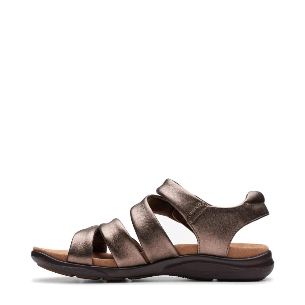 Side (left) view of Clarks Kitly Ave Sandal for women.