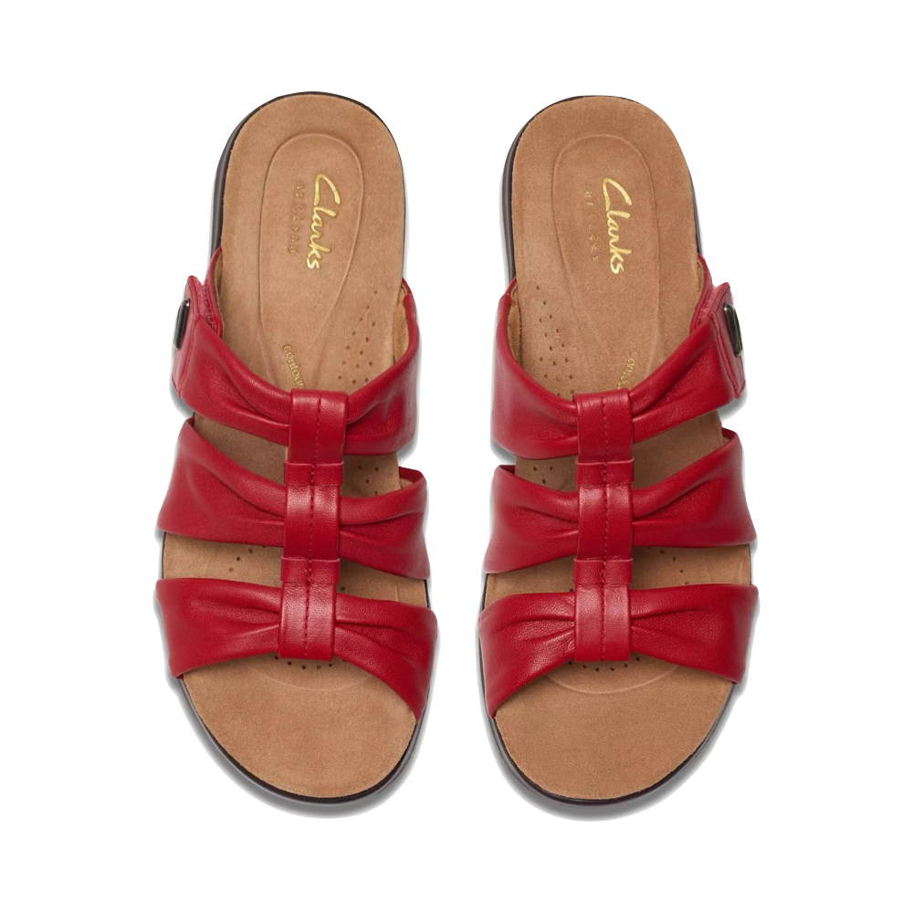 Top-down view of Clarks Kitly Slide Sandal for women.