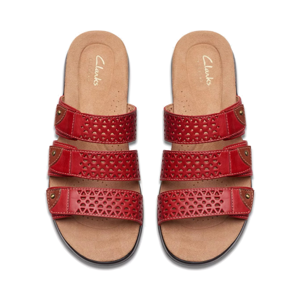 Clarks Women s Kitly Walk Slide Sandal Cherry Red V A Bootery INC