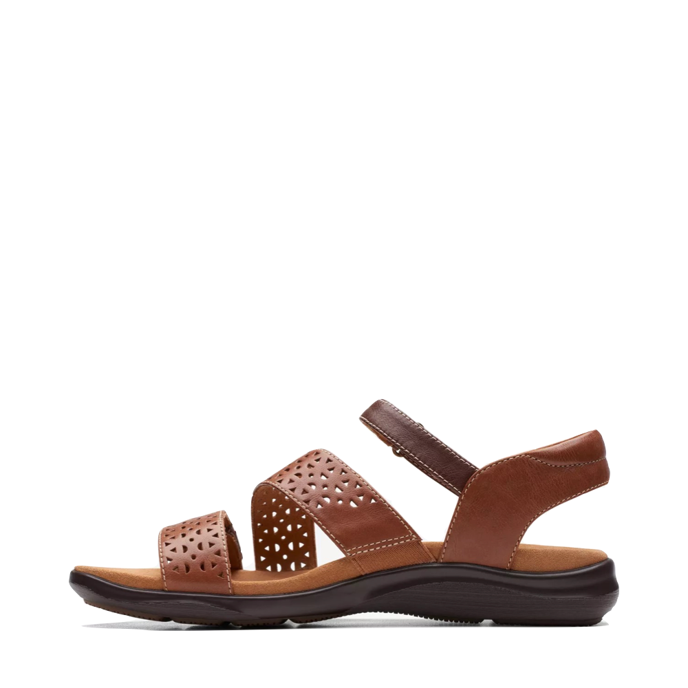 Side (left) view of Clarks Kitty Way Strap Sandal for women.