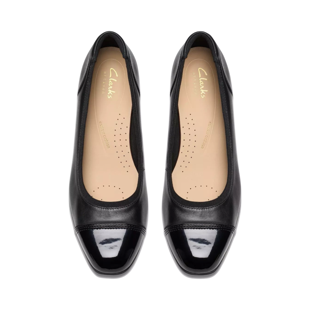 Top-down view of Clarks Krystine May Leather Pump for women.