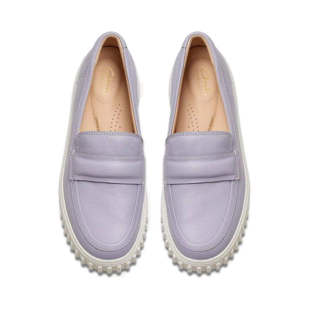 Top-down view of Clarks Mayhill Cove Leather Loafers for women.
