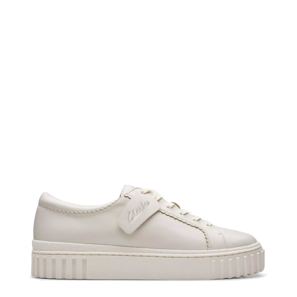 Side (right) view of Clarks Mayhill Walk Leather Sneaker for women.