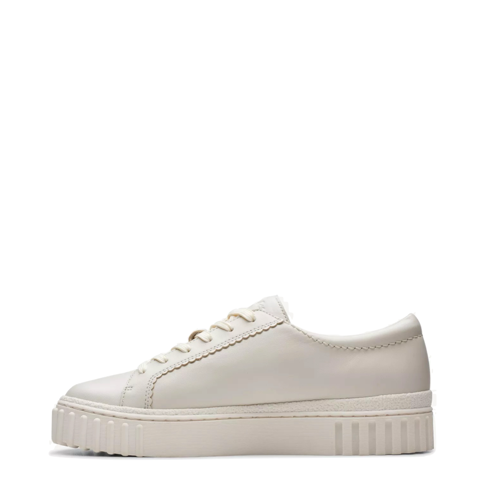 Side (left) view of Clarks Mayhill Walk Leather Sneaker for women.