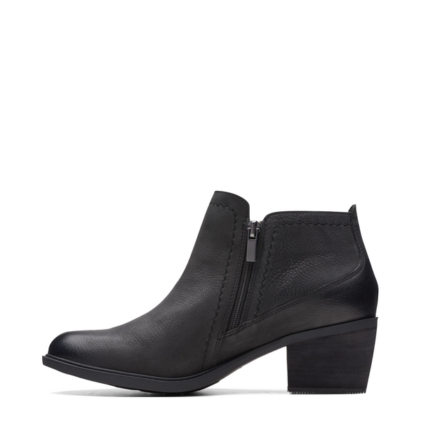 Clarks Women's Neva Lo Side Zip Ankle Boot in Black
