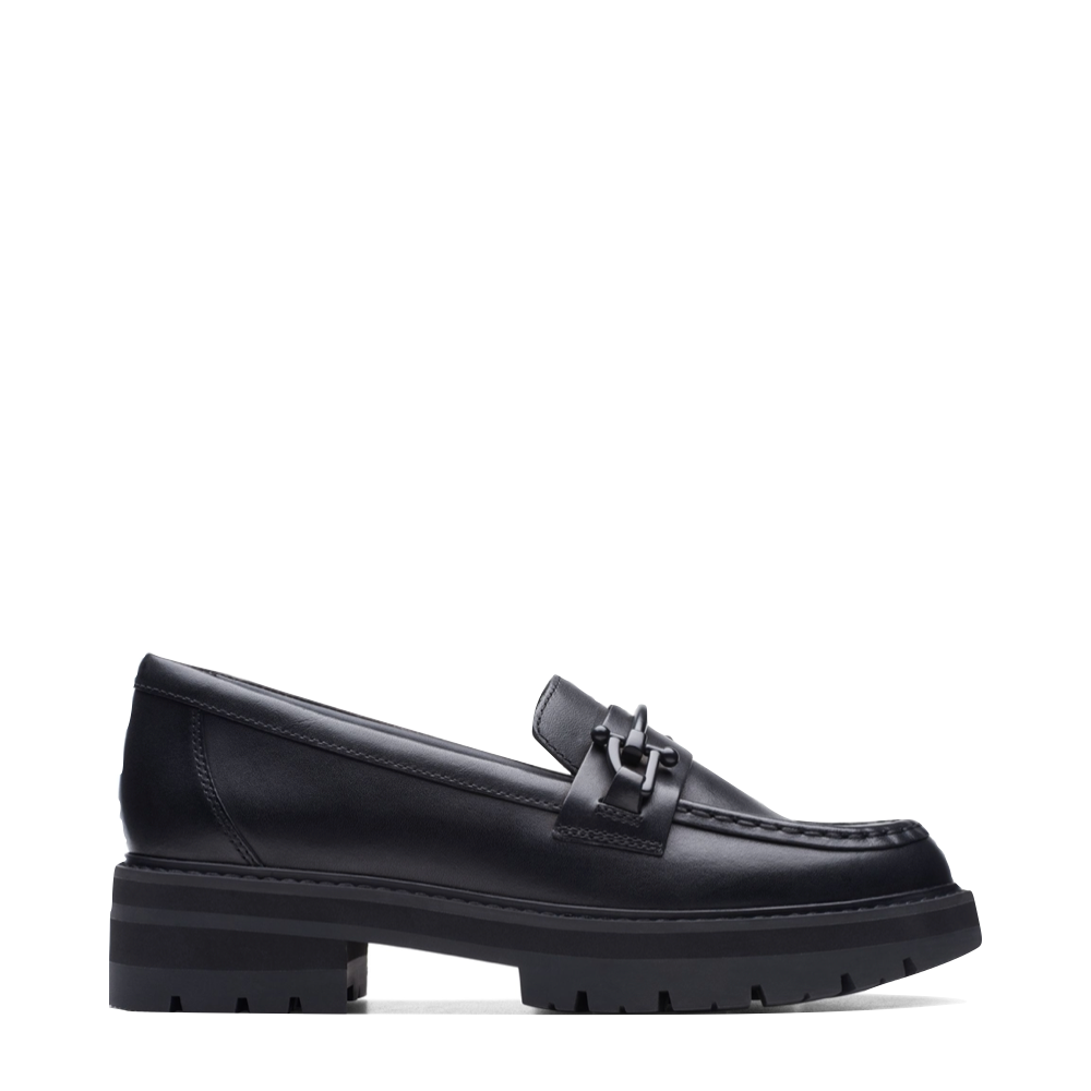Side (right) view of Clarks Orianna Bit Leather Loafer for women.