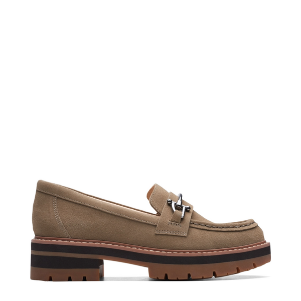 Clarks Women's Orianna Bit Suede Leather Loafer in Dark Sand