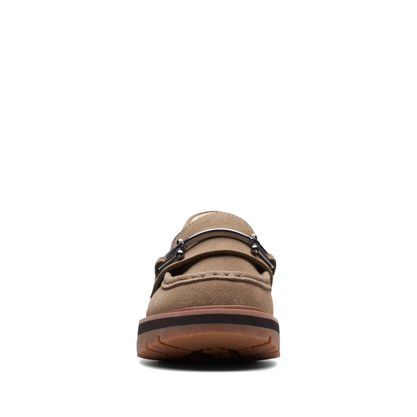 Clarks Women's Orianna Bit Suede Leather Loafer in Dark Sand