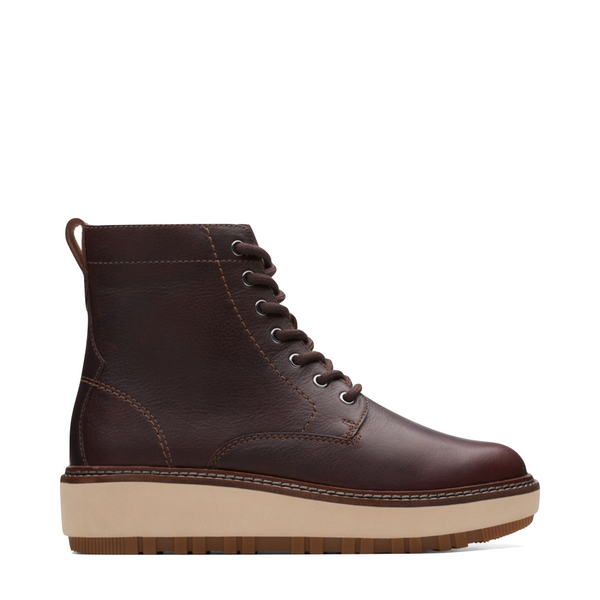 Clarks Women's Orianna Leather Lace Boot in Dark Brown