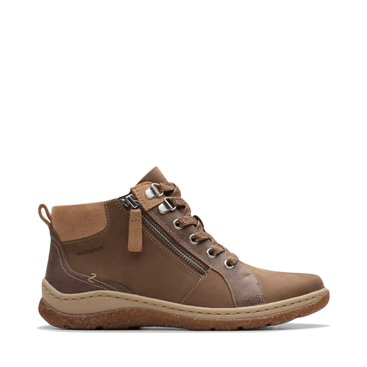 Side (right) view of Clarks Orlene Top Waterproof Boots for women.