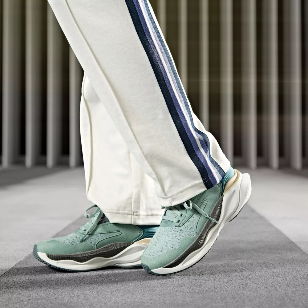 Model view of Clarks Pace Sneaker for women.