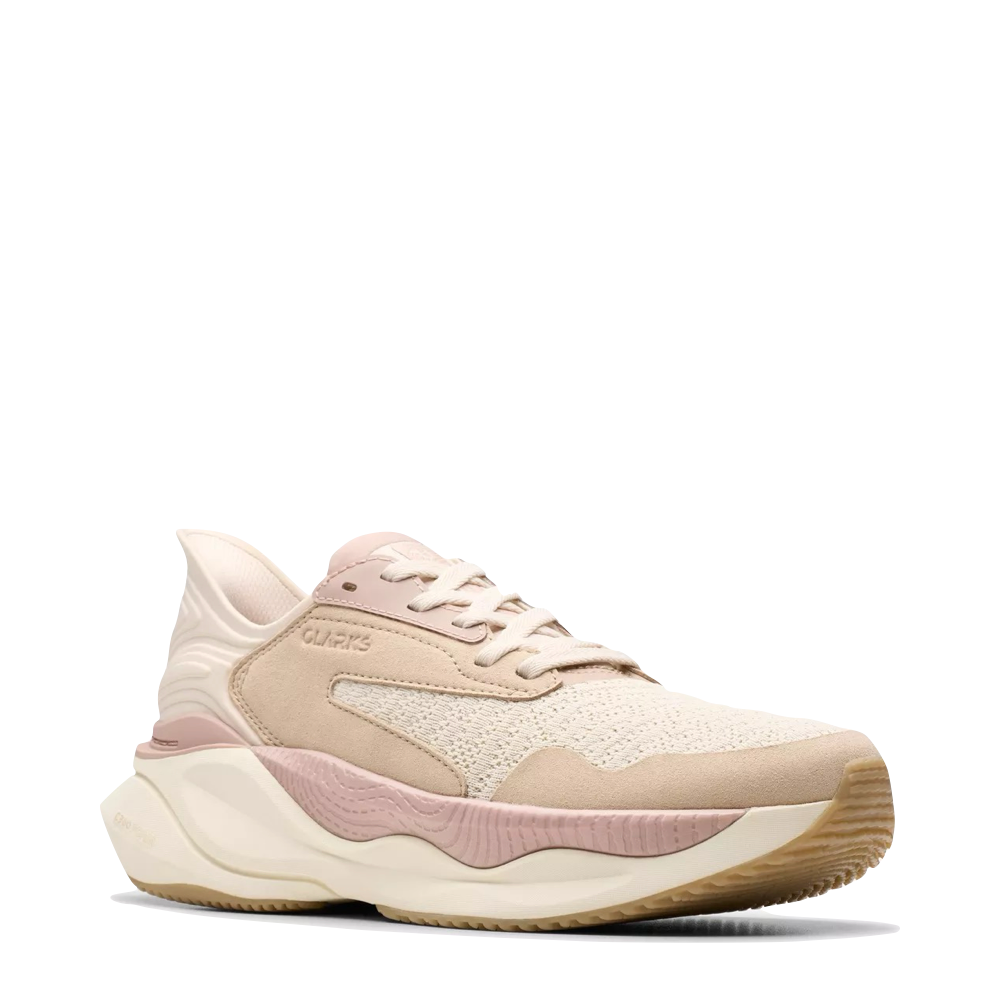 Mudguard and Toe view of Clarks Pace Sneaker for women.