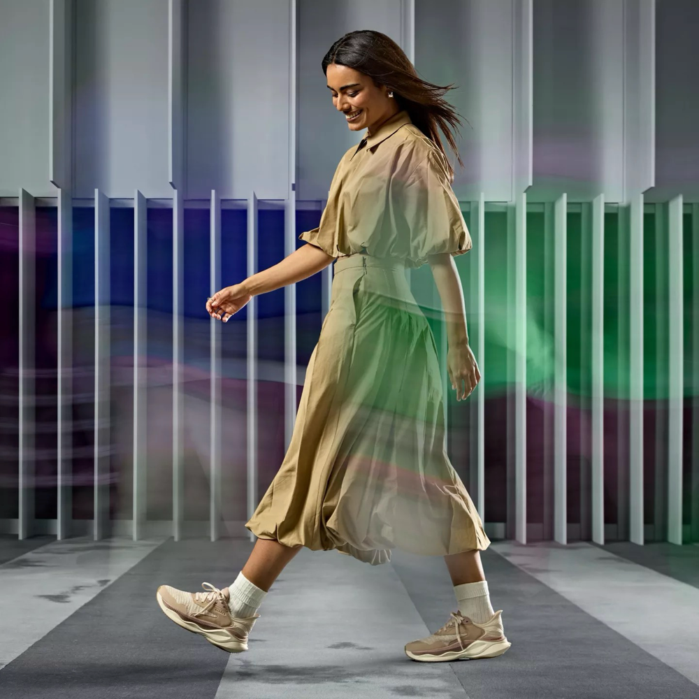 Model view of Clarks Pace Sneaker for women.