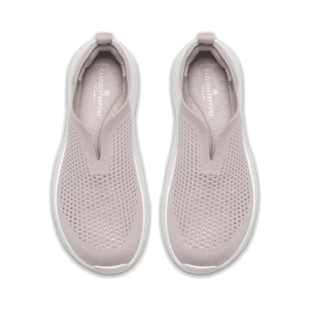 Top-down view of Clarks Solevana Knit Slip On Sneaker for women.
