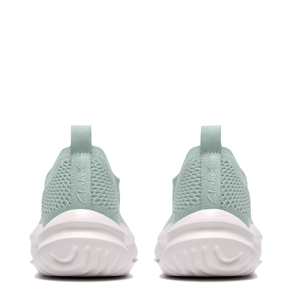 Back view of Clarks Solevana Knit Slip On Sneaker for women.