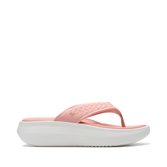 Side (right) view of Clarks Solevana Post Flip Sandal for women.