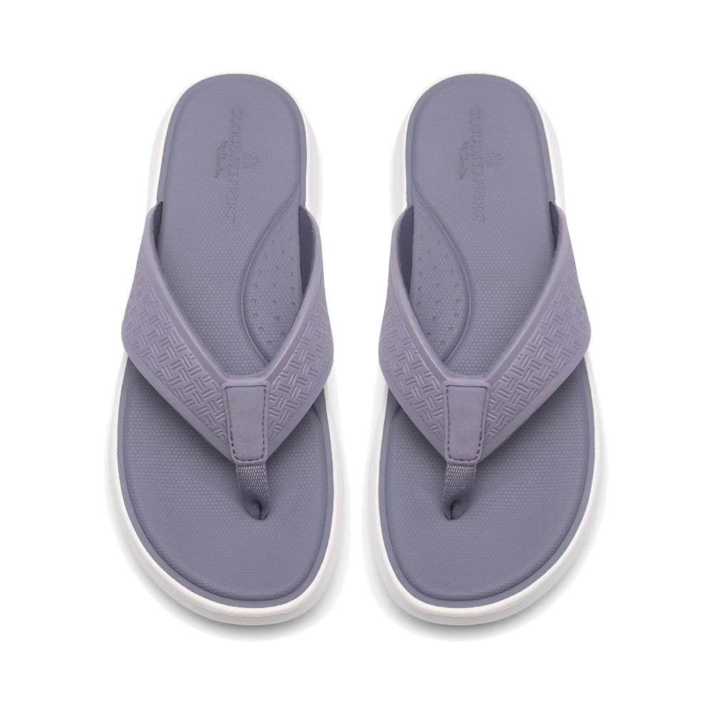 Top-down view of Clarks Solevana Post Flip Sandal for women.