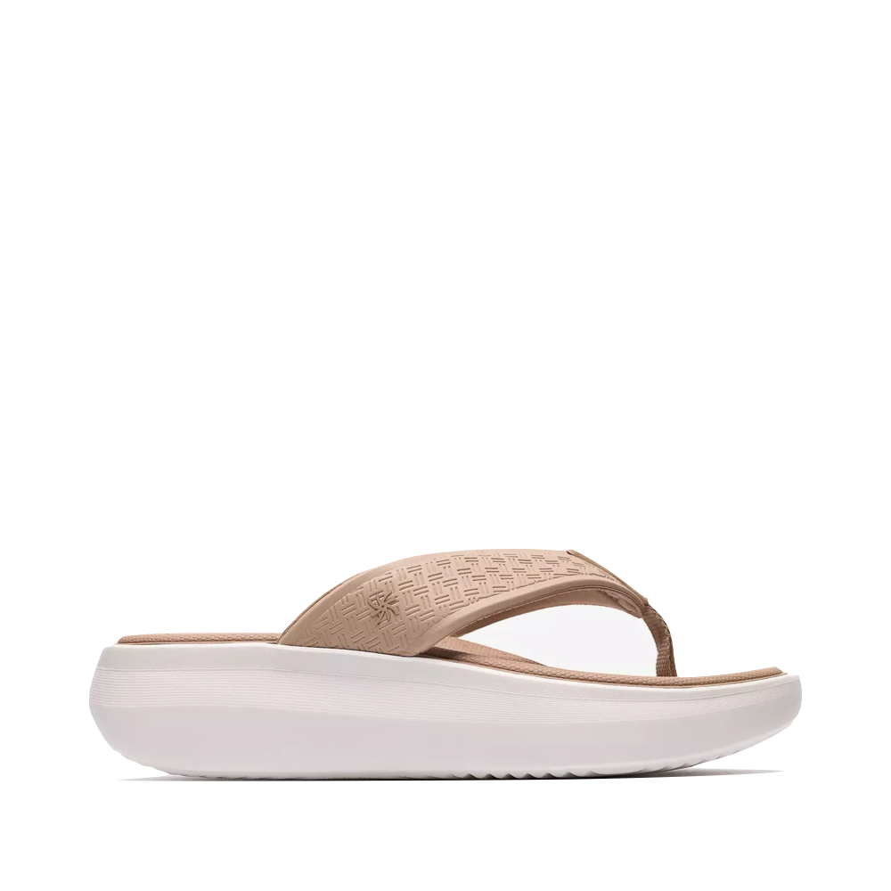 Side (right) view of Clarks Solevana Post Flip Sandal for women.
