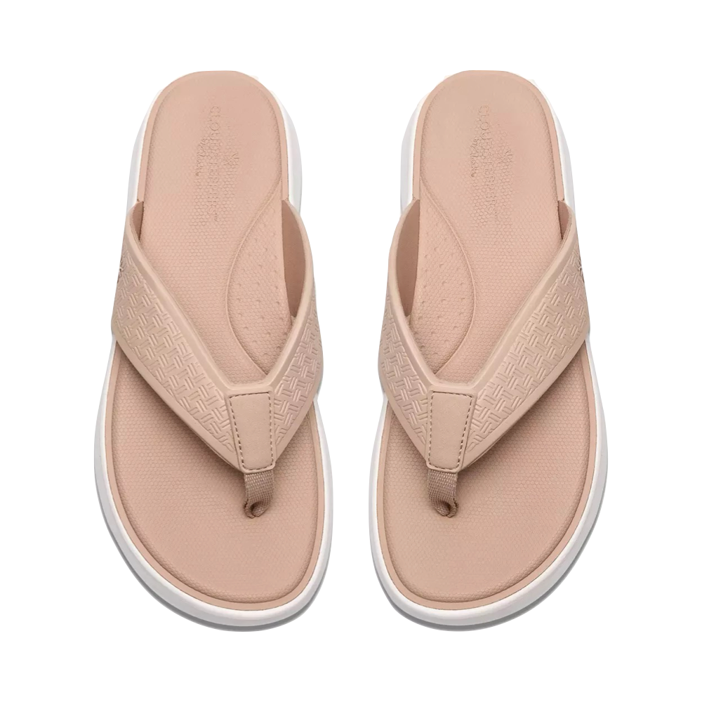 Top-down view of Clarks Solevana Post Flip Sandal for women.
