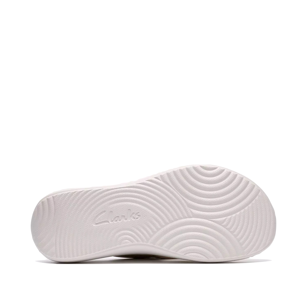 Bottom view of Clarks Solevana Post Flip Sandal for women.