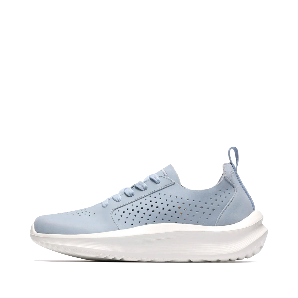 Side (left) view of Clarks Solevana Style Lace Sneaker for women.