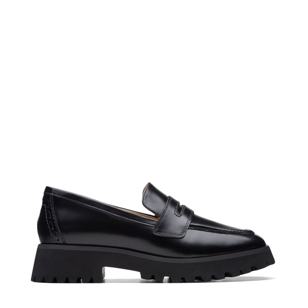 Clarks Women's Stayso Edge Leather Penny Loafer in Black