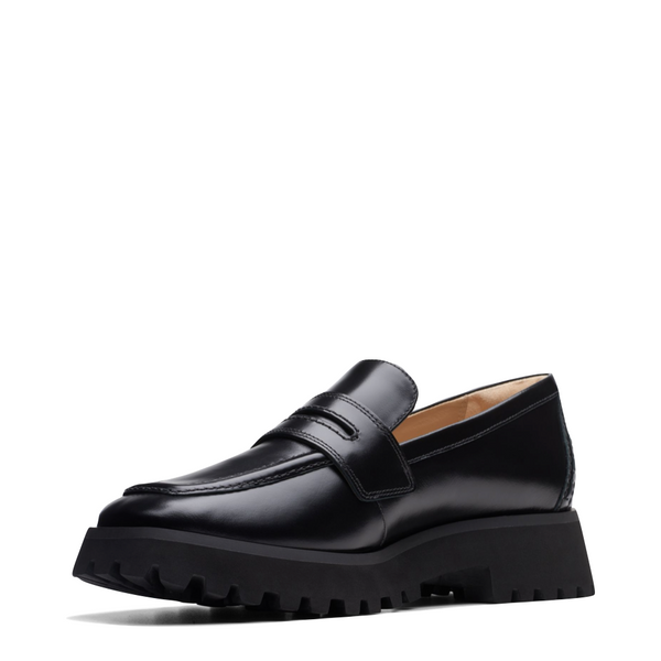Clarks Women's Stayso Edge Leather Penny Loafer in Black