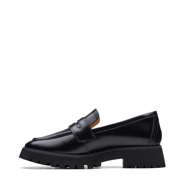 Clarks Women's Stayso Edge Leather Penny Loafer in Black