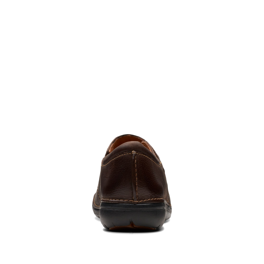 Back view of Clarks Un Loop Ave Smooth Leather Slip On for women.