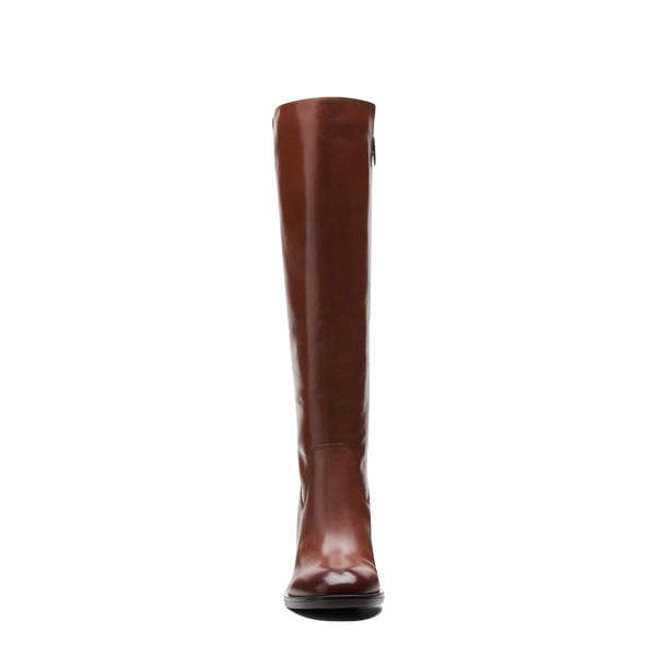 Clarks Women's Valvestino Hi Side Zip Tall Heeled Leather Boot in Dark Tan