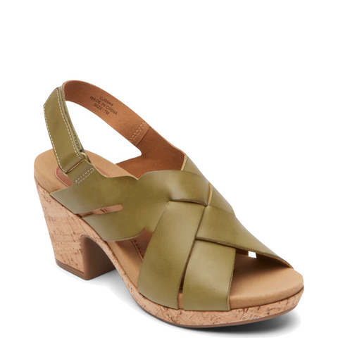 Cobb Hill by Rockport Women's Alleah Slingback Heeled Sandal in Avocado Green