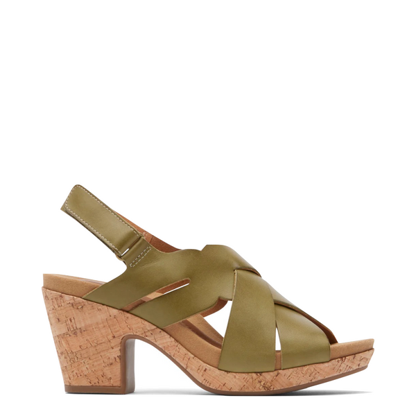 Cobb Hill by Rockport Women's Alleah Slingback Heeled Sandal (Avocado Green)