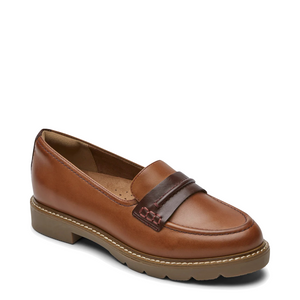 Cobb Hill by Rockport Women's Janney Leather Slip on Loafer in Toffee Tan