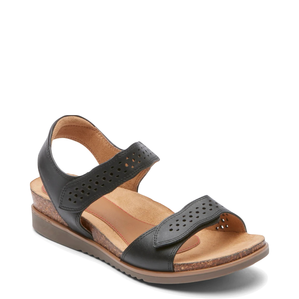 Cobb Hill by Rockport Women's May Strappy Leather Sandal (Black)