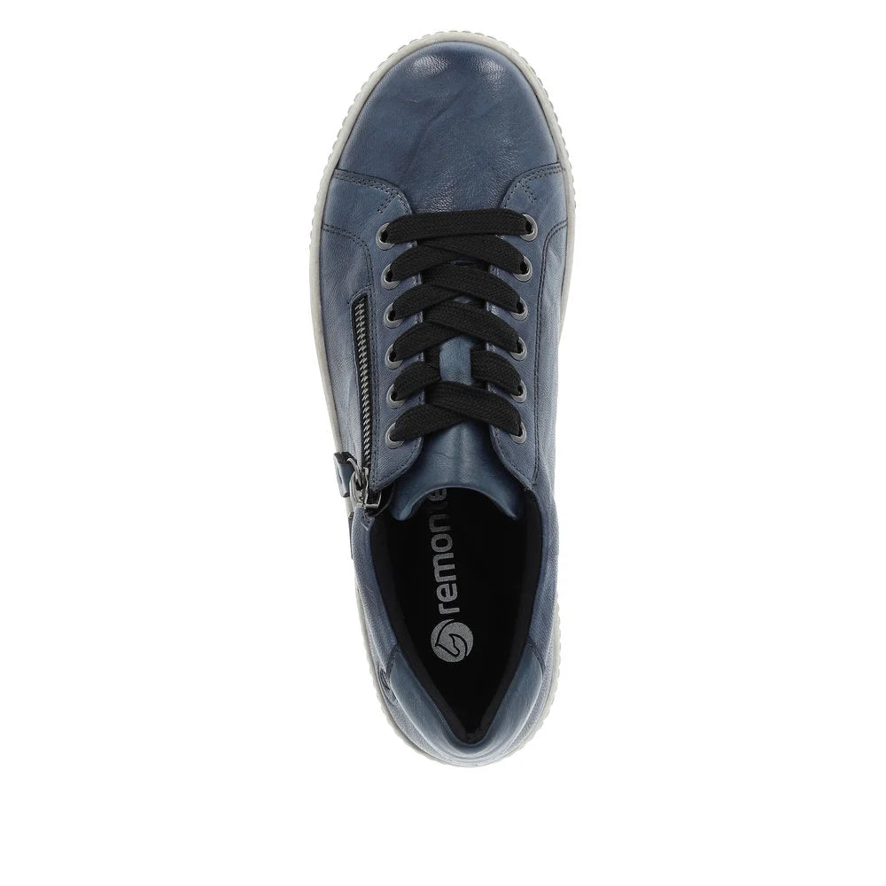Remote Women's Maditta 00 Low Side Zip Lace Waterproof Sneaker in Blue Baltik/Royal Blue