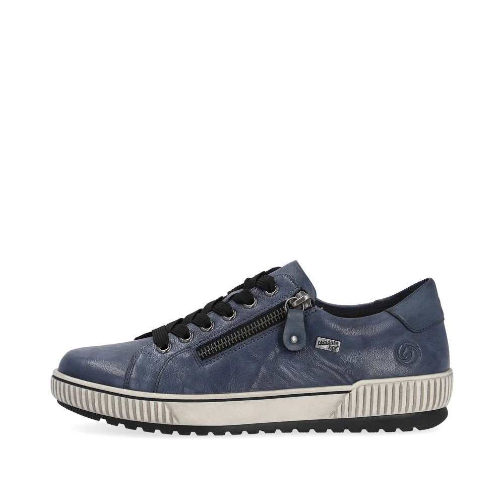 Remote Women's Maditta 00 Low Side Zip Lace Waterproof Sneaker in Blue Baltik/Royal Blue