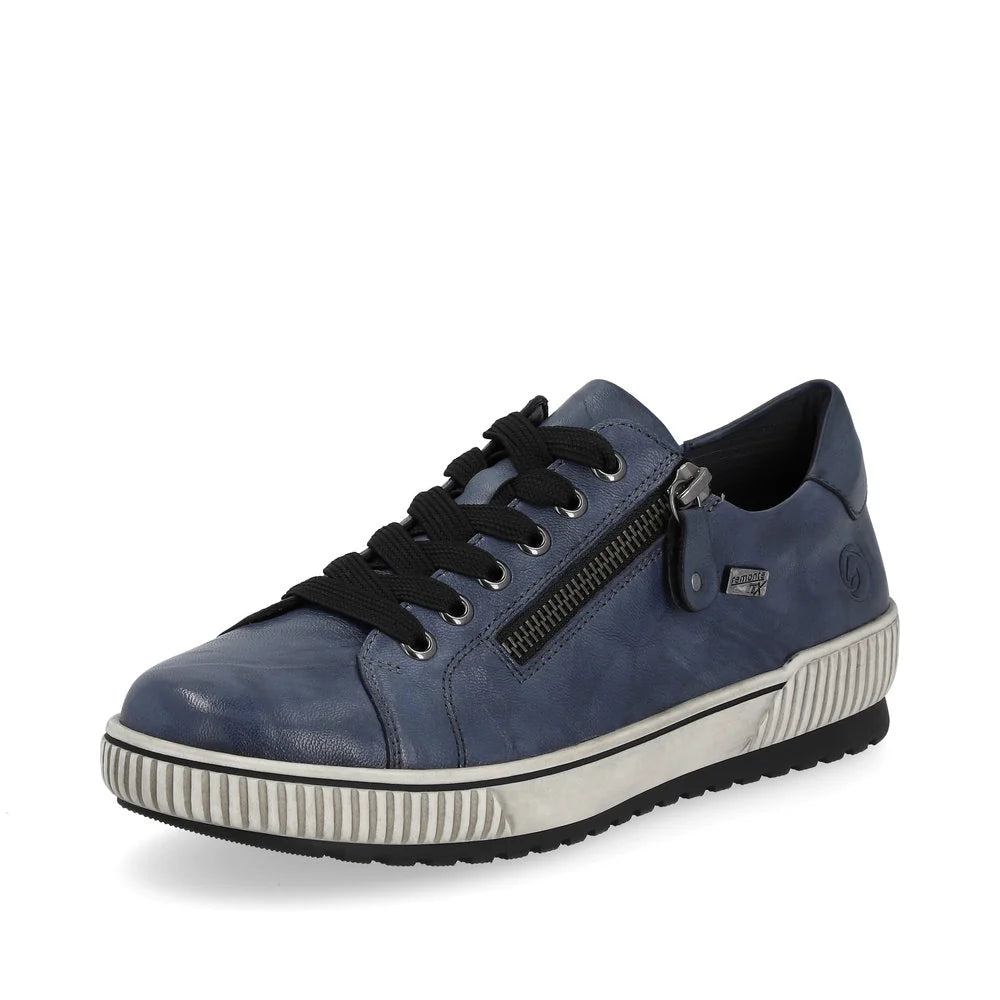 Remote Women's Maditta 00 Low Side Zip Lace Waterproof Sneaker in Blue Baltik/Royal Blue
