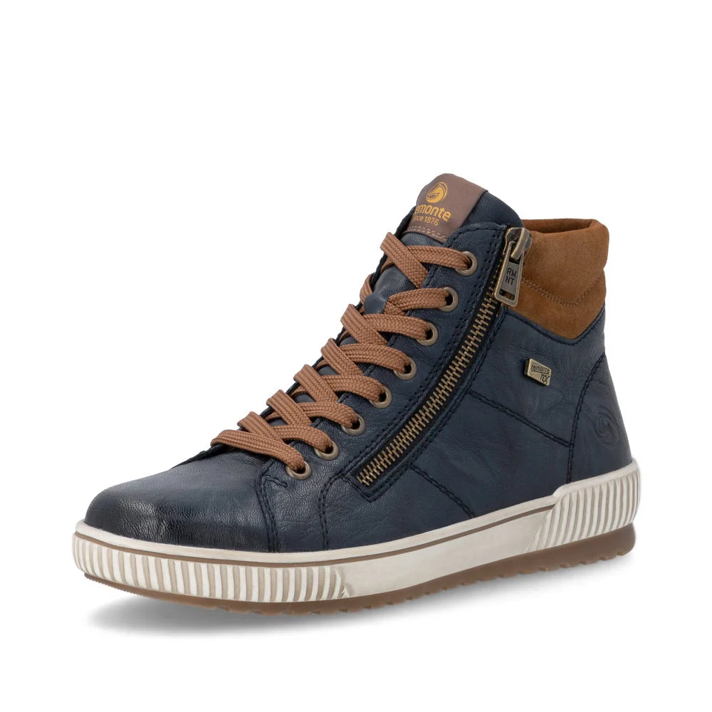 Remote Women's Maditta 72 Mid Double Side Zip Waterproof Lace Boot in Navy Mare/Reh/Mare