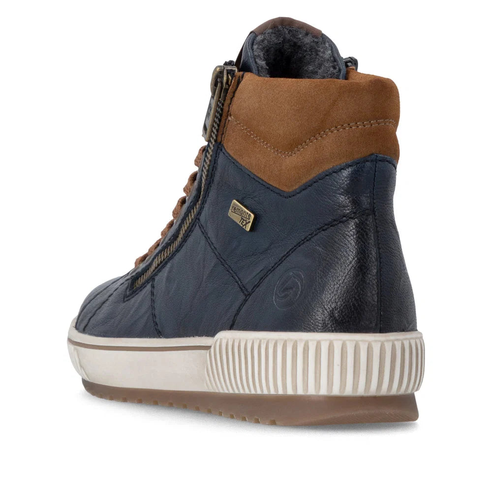Remote Women's Maditta 72 Mid Double Side Zip Waterproof Lace Boot in Navy Mare/Reh/Mare