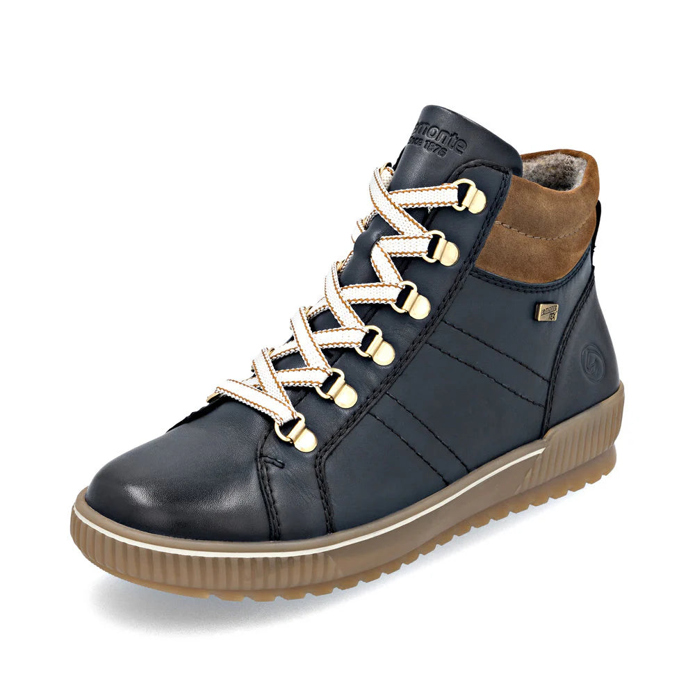 Remote Women's Maditta 81 Mid Side Zip Lace Waterproof Boot in Pazifik Navy