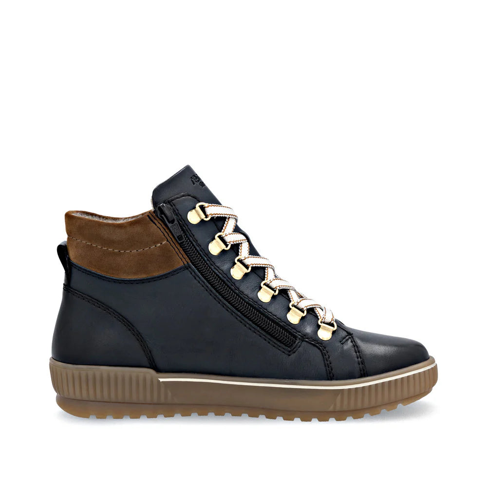 Remote Women's Maditta 81 Mid Side Zip Lace Waterproof Boot in Pazifik Navy